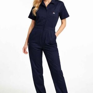 Dickies Women Coveralls Navy Blue Short Sleeve Workwear Jumpsuit S/M